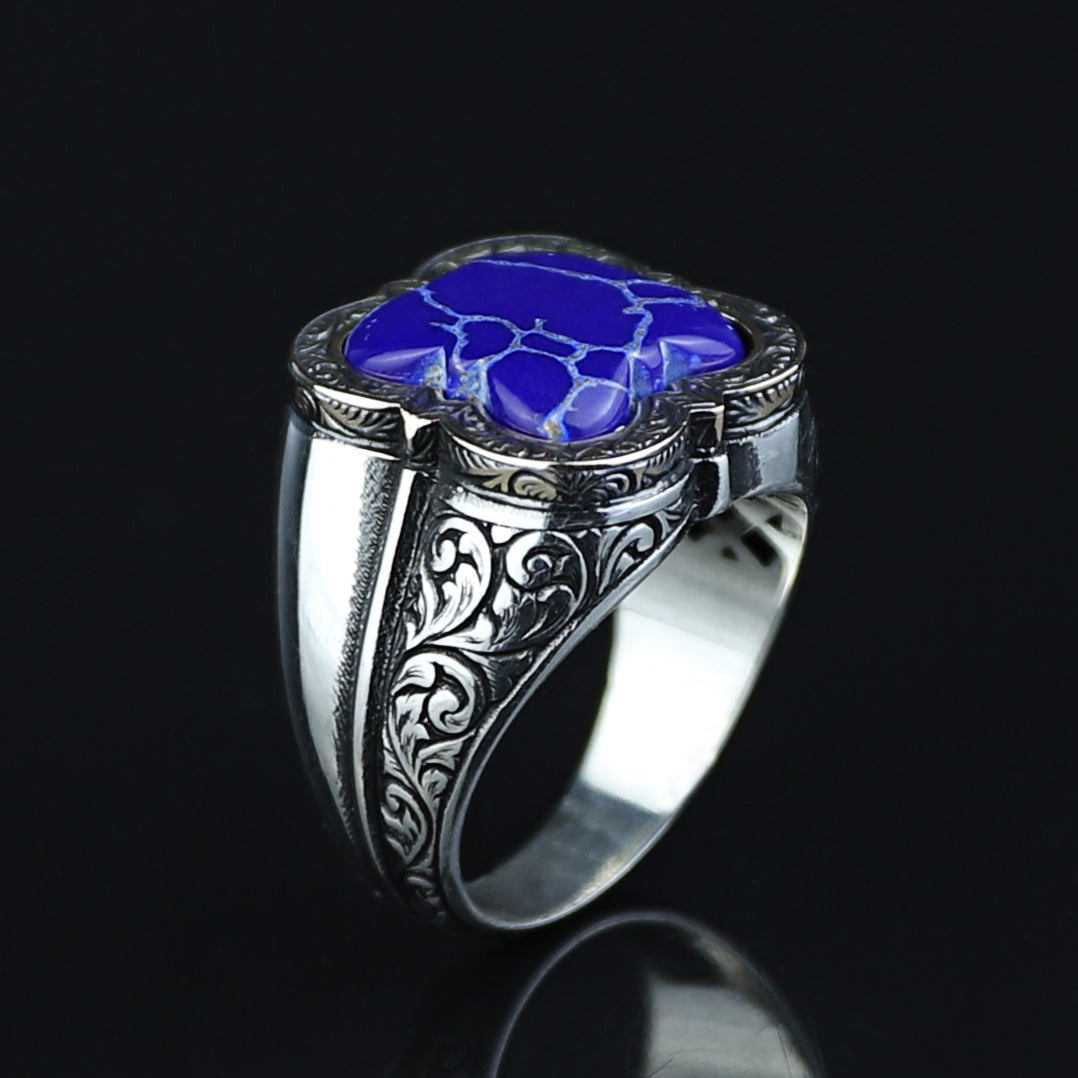 Men Handmade Lapis Lazuli Gemstone Turkish Handmade Ring