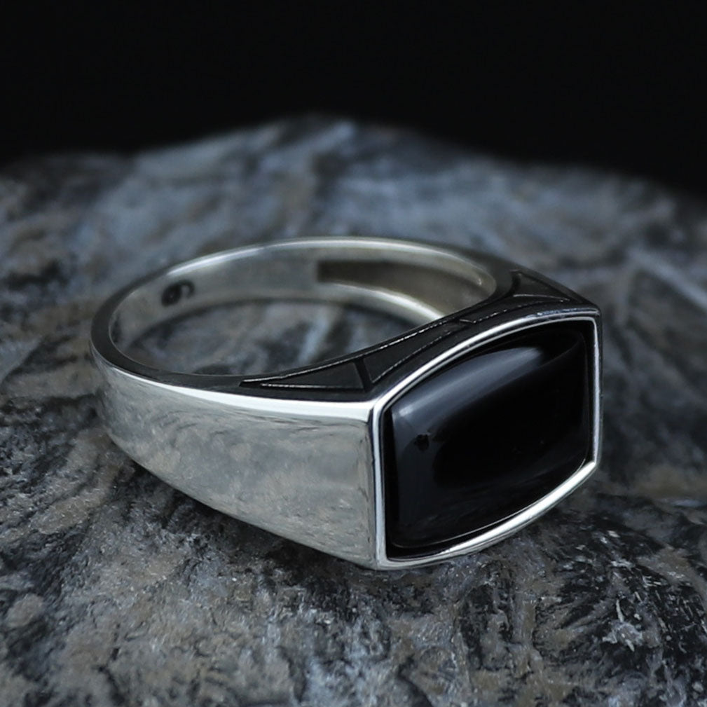 925 Sterling Silver Black Onyx Signet Ring