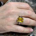 Men Handmade Square Yellow Citrine Gemstone Ring