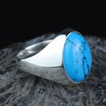 925 Sterling Silver Oval Turquoise Ring – Unisex Turkish Design