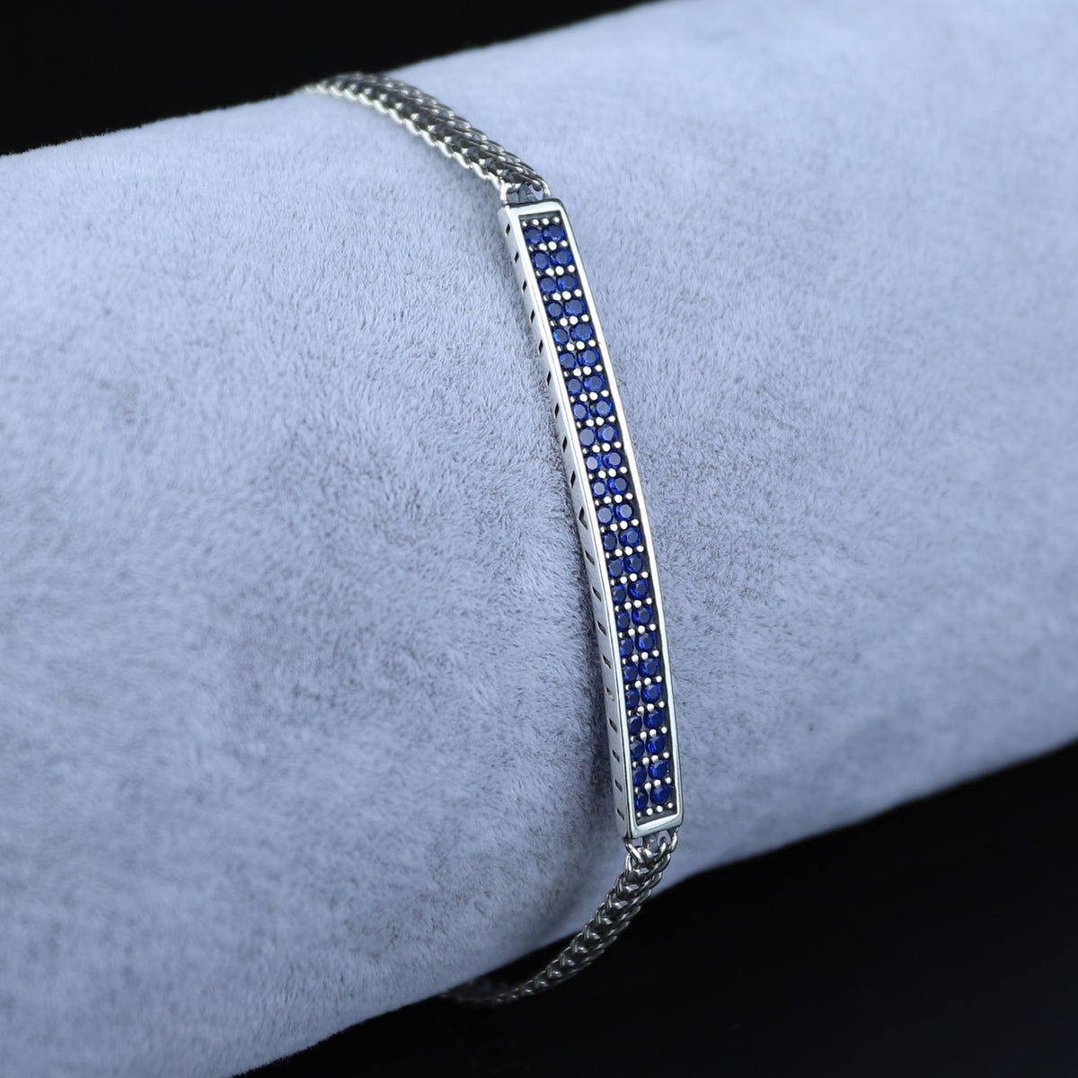 925 Sterling Silver Blue Sapphire Bracelet for Men