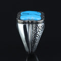 925 Silver Men Handmade Blue Turquoise Gemstone Ring