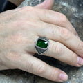 Men Handmade Micro Gemstone Emerald Stone Ring