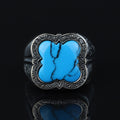 925 Silver Men Handmade Blue Turquoise Gemstone Ring