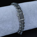 925 Sterling Silver 12mm Black CZ Cuban Chain Bracelet for Men