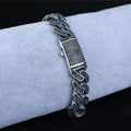 925 Sterling Silver 13mm Black Onyx Cuban Chain Bracelet for Men
