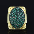 Men Handmade Gold Large Emerald Gemstone Ring