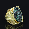 Men Handmade Gold Large Emerald Gemstone Ring