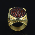Men Handmade Gold Large Ruby Gemstone 925 Silver Ring
