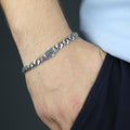 925 Sterling Silver Black Onyx Cuban Chain Bracelet for Men – 7mm