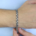 925 Sterling Silver Black Onyx Cuban Chain Bracelet for Men – 7mm