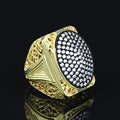 925 Silver Men Handmade Large Ice Out Moissanite Gold plated Ring