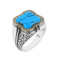 925 Silver Men Handmade Blue Turquoise Gemstone Ring