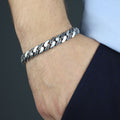 925 Sterling Silver 11mm Black CZ Cuban Bracelet for Men