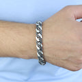 925 Sterling Silver 11mm Black CZ Cuban Bracelet for Men