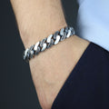 925 Sterling Silver 15mm Black Onyx Cuban Chain Bracelet for Men
