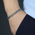 925 Sterling Silver 9mm Black Onyx Cuban Link Bracelet for Men