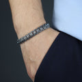 925 Sterling Silver 12mm Black CZ Cuban Chain Bracelet for Men
