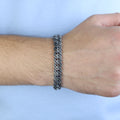 925 Sterling Silver 12mm Black CZ Cuban Chain Bracelet for Men