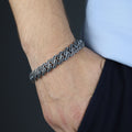 925 Sterling Silver 13mm Black Onyx Cuban Chain Bracelet for Men
