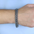 925 Sterling Silver 13mm Black Onyx Cuban Chain Bracelet for Men