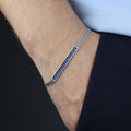 925 Sterling Silver Blue Sapphire Bracelet for Men