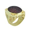 Men Handmade Gold Large Ruby Gemstone 925 Silver Ring