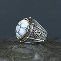 925 Sterling Silver Round Buffalo Turquoise Ottoman Style Ring