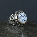 925 Sterling Silver Round Buffalo Turquoise Ottoman Style Ring