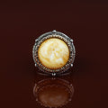 925 Silver Handmade Round Natural Yellow Agate Gemstone Ring