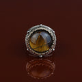 925 Silver Men Handmade Round Tiger Eye Gemstone Ring