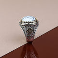 925 Sterling Silver Round Buffalo Turquoise Ottoman Style Ring