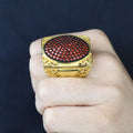 Men Handmade Gold Large Ruby Gemstone 925 Silver Ring