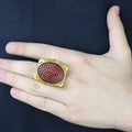 Men Handmade Gold Large Ruby Gemstone 925 Silver Ring
