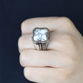 Men Handmade White Turquoise Gemstone Sterling Silver Ring