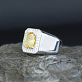 Men Handmade Minimal Yellow Citrin Gemstone Ring