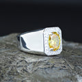Men Handmade Minimal Yellow Citrin Gemstone Ring