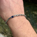 925 Solid Silver 4MM Blue Sapphire Gemstone Chain Bracelet