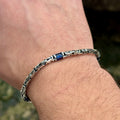 925 Solid Silver 4MM Blue Sapphire Gemstone Chain Bracelet
