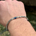 925 Solid Silver 4MM Blue Sapphire Gemstone Chain Bracelet