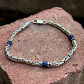 925 Solid Silver 4MM Blue Sapphire Gemstone Chain Bracelet