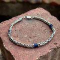925 Solid Silver 4MM Blue Sapphire Gemstone Chain Bracelet