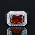 Men Solid Silver Garnet Silver Diamond Men Ring