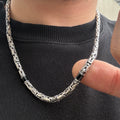 925 Silver 5MM Black Onyx King Byzantine Necklace