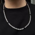 925 Silver 5MM Black Onyx King Byzantine Necklace