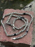925 Silver 5MM Black Onyx King Byzantine Necklace