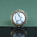 925 Sterling Silver Round Buffalo Turquoise Ottoman Style Ring