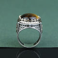 925 Silver Men Handmade Round Tiger Eye Gemstone Ring