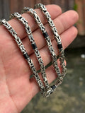 925 Solid Square Byzantine Onyx 5MM Bali Byzantine Chain Necklace