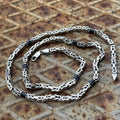 925 Solid Square Byzantine Onyx 5MM Bali Byzantine Chain Necklace